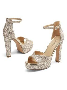 Teaieui Glitter Gold Platform Block Size 8 - 2540